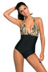 Sexy Light Camouflage Print Black Body One-piece Swimwear